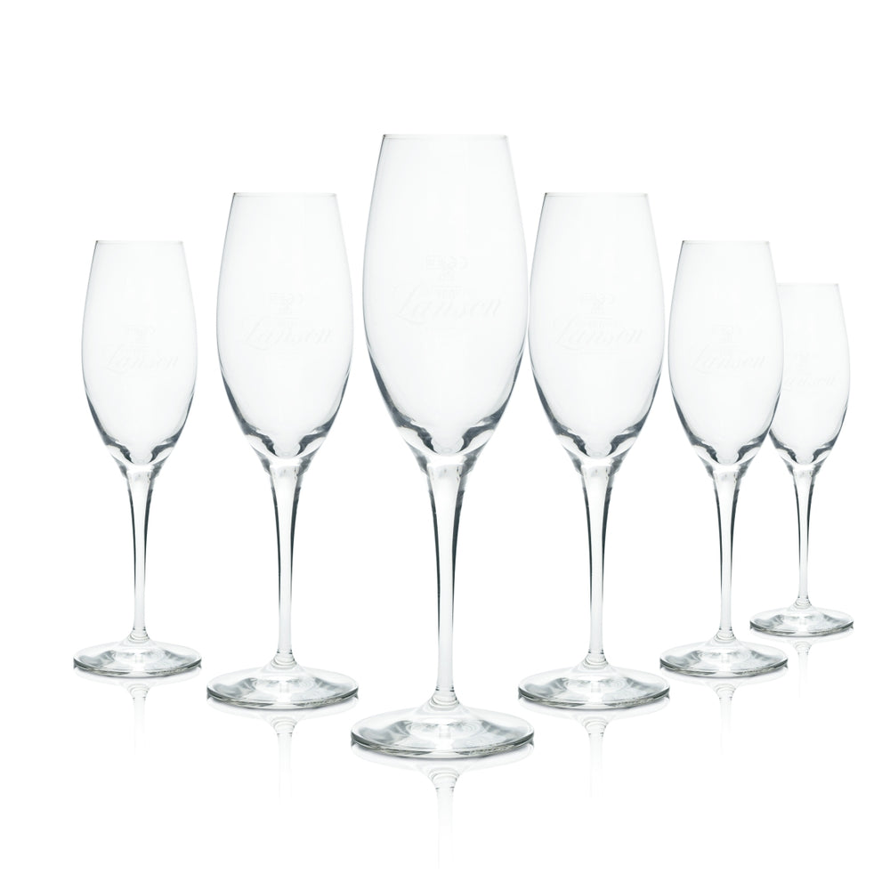 6x Lanson Glass 0.1l Champagne Flute Glasses Calibrated Gastro Sparkling Wine Secco Bar