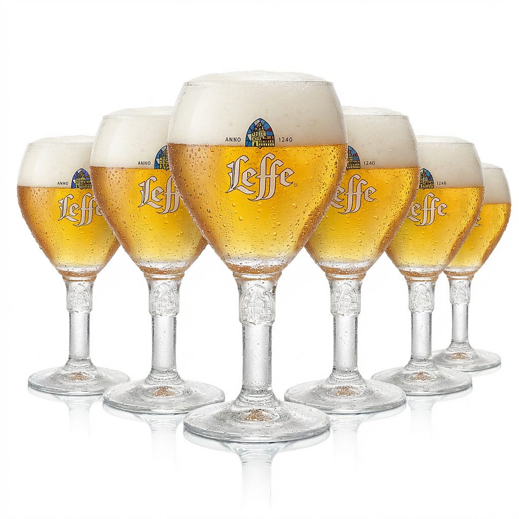 6x Leffe beer glass 0.33l – Design chalice trophy glasses Belgian beer Blonde Brown