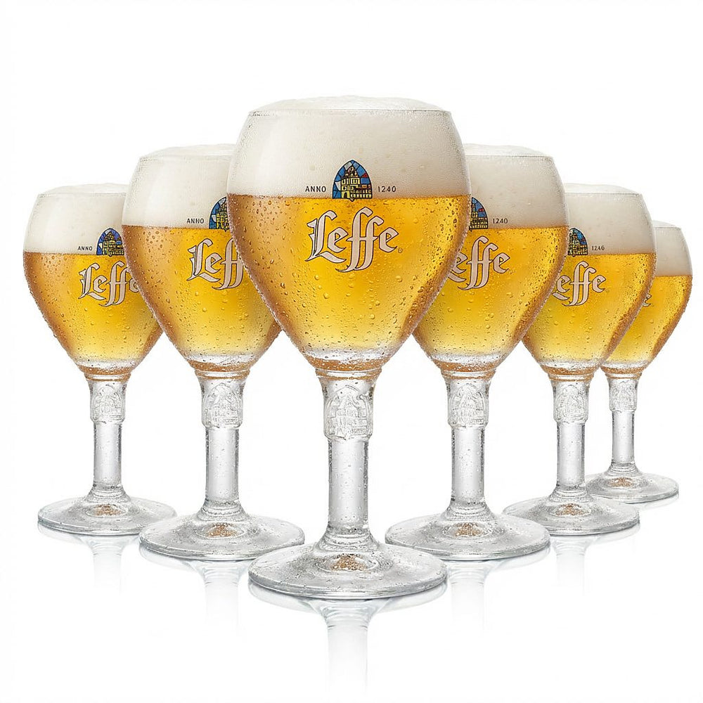 6x Leffe beer glass 0.33l – Design chalice trophy glasses Belgian beer Blonde Brown