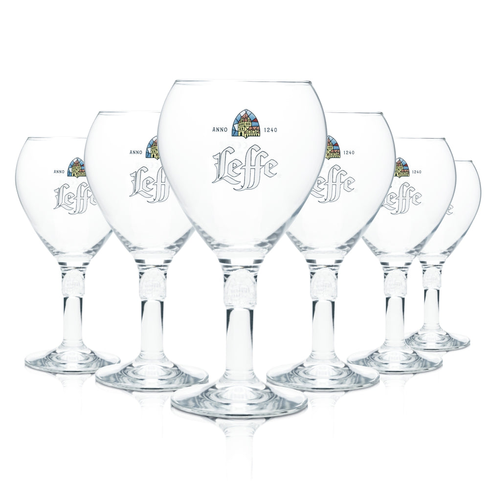 6x Leffe Glass 0.5l Goblet Tulip Design Stem Beer Glasses Belgium Gastro Bar