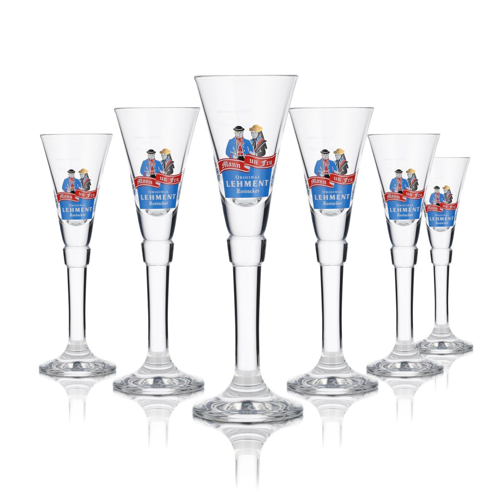 6x Lehment glass 2cl shot glass stemmed glass goblet glass Akvavit glasses set Rostock
