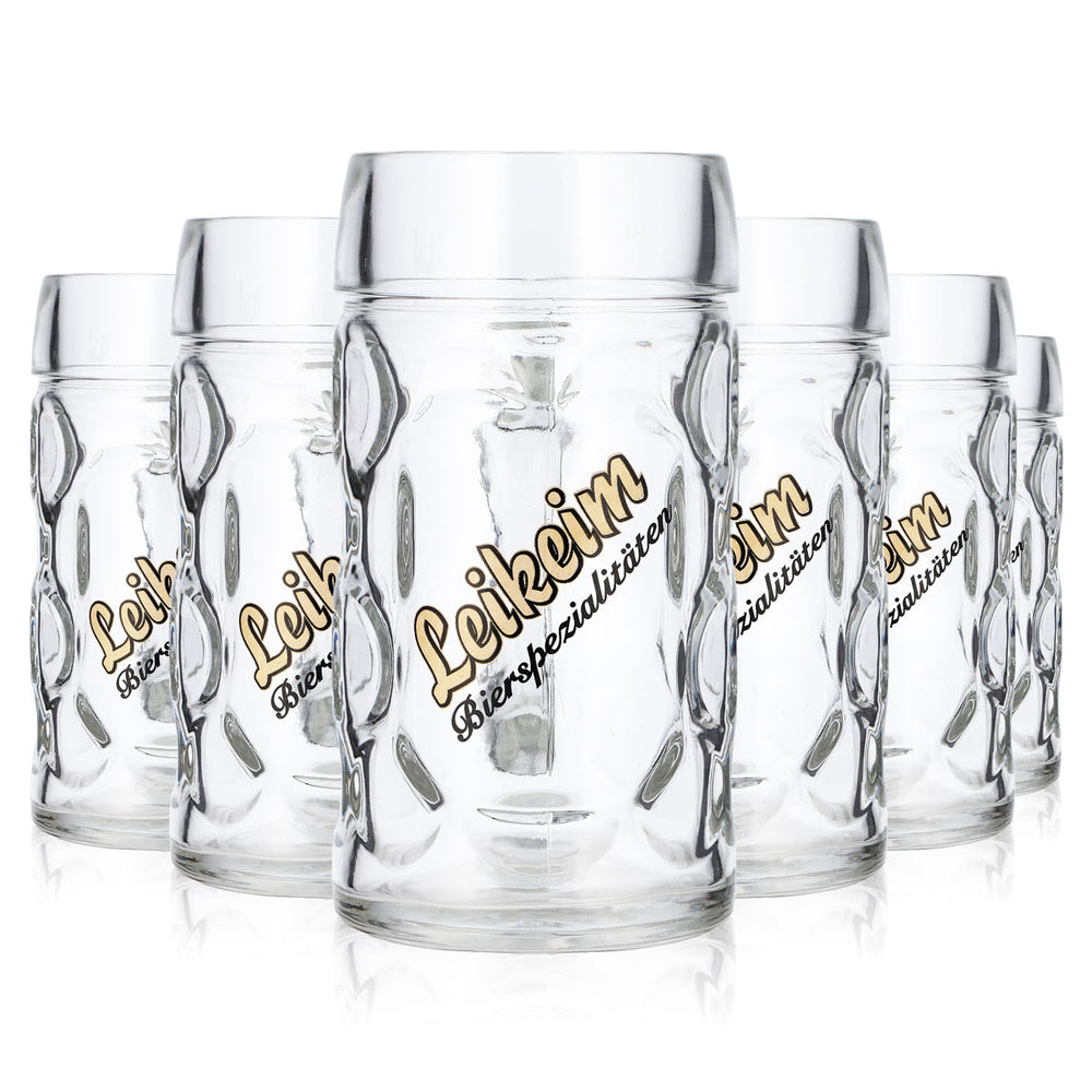 6 Leikeim Beer Glasses, 0.5-liter Pitchers (Set of 6)