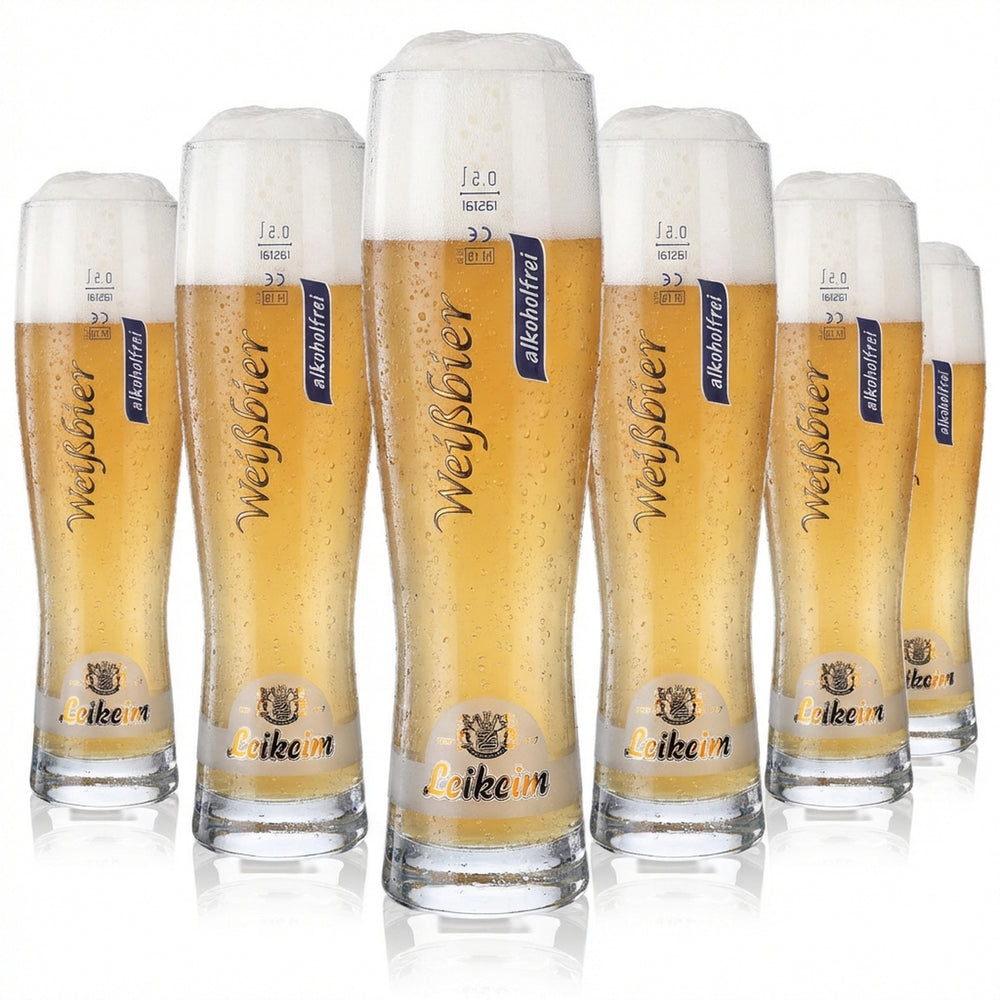 6x Leikeim Beer Glass 0.5l Wheat Beer Glass Non-Alcoholic Rastal Monaco Slim