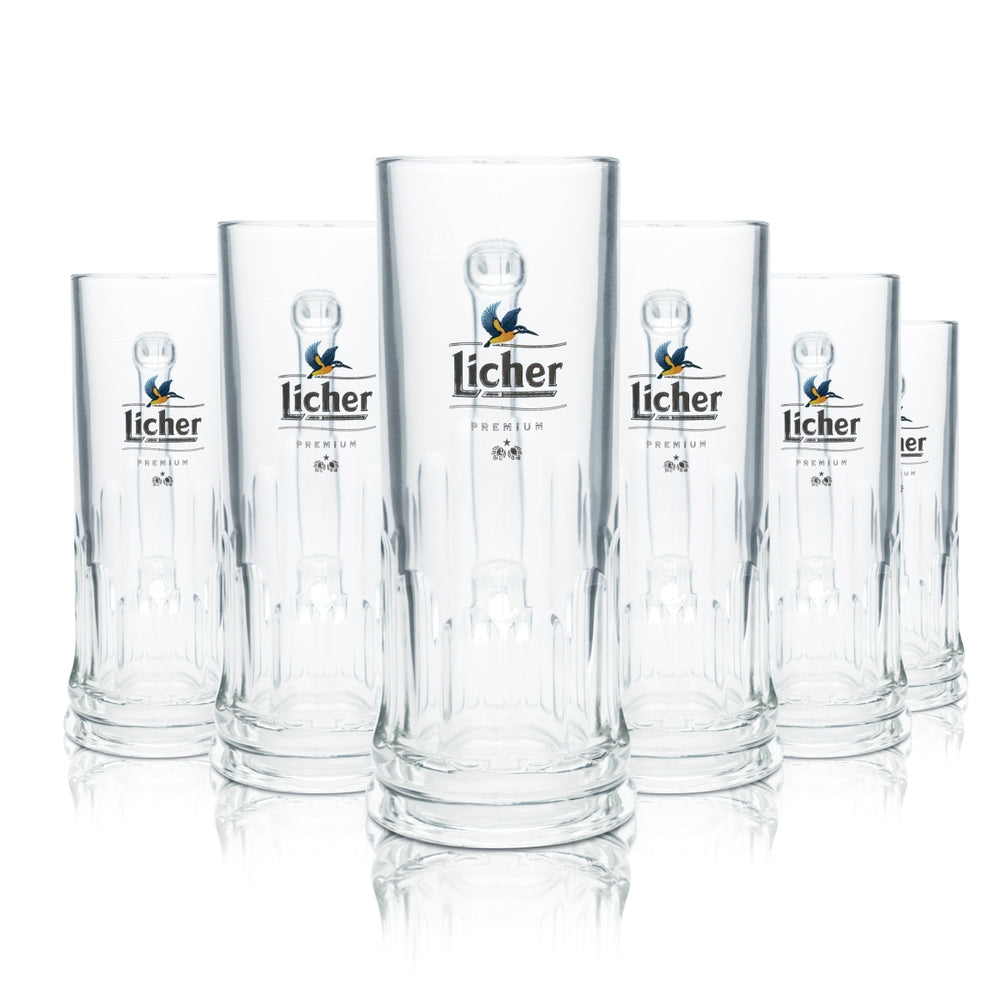 6x Licher Beer Glass 0.3l Mug Tankard Seidel Contour Glasses Brewery Pils Gastro