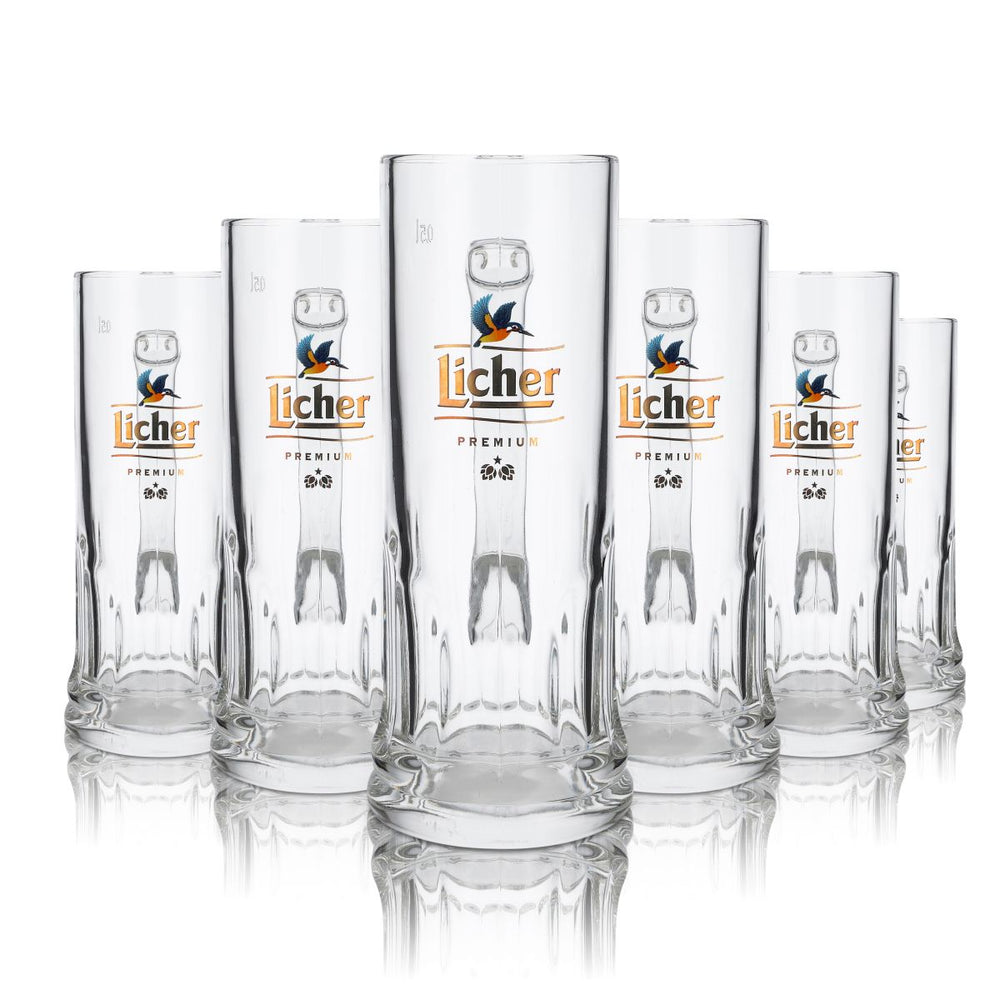 6x Licher Beer Glass 0.5l Glasses Mug Beer Glass Tankard Exclusive Seidel Vogel