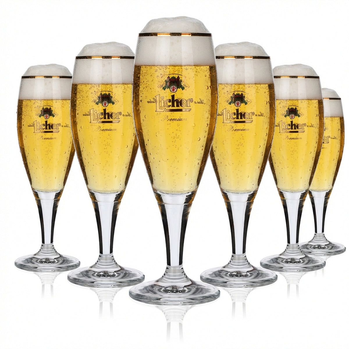 6x Licher Glass 0.2l Beer Glasses Noblesse Castle Cup Tulip