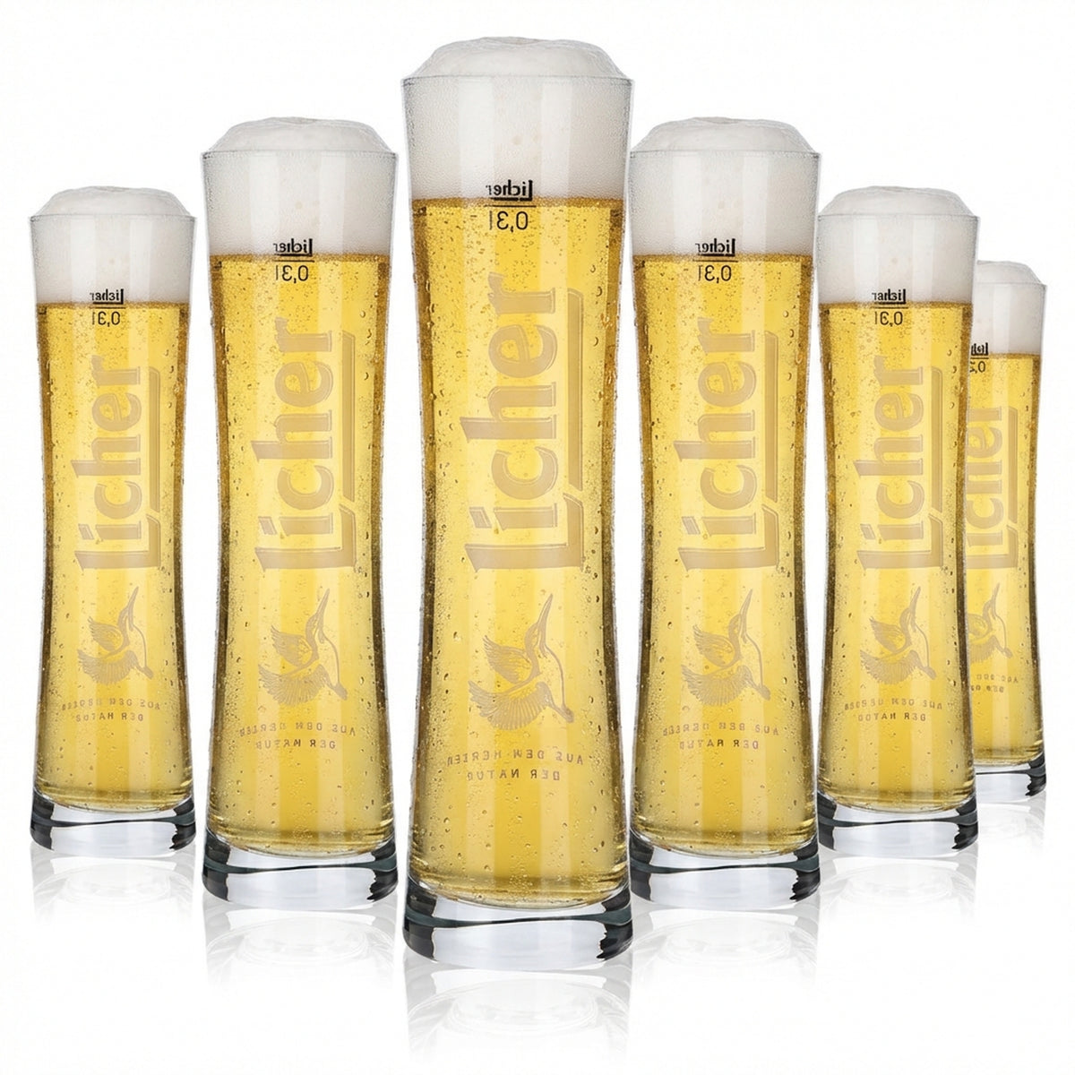 6x Licher Glass 0.3l Designer Glass Beer Mug Set Brewery Hessen