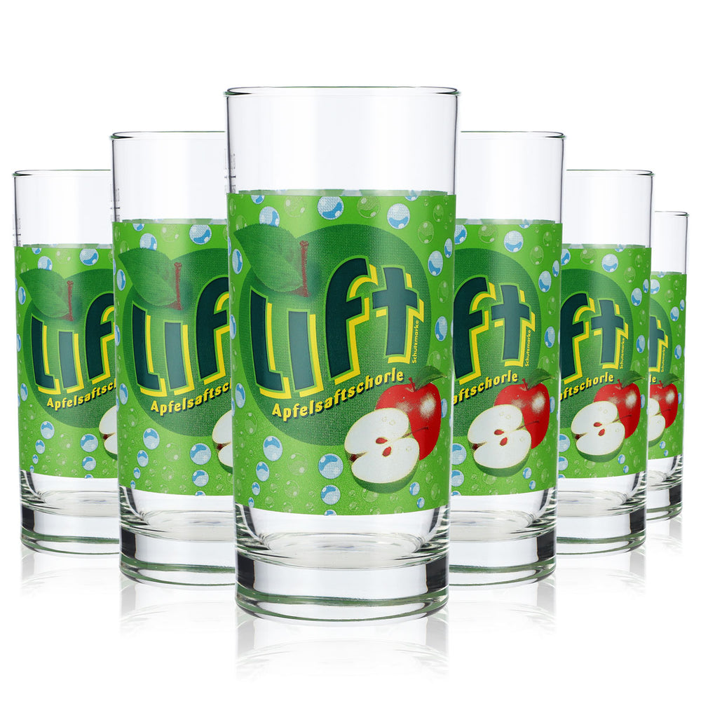 6x Lift Juice Glass 0.3l Cup Glasses Lemonade Glasses Green Apple Juice Spritzer Rastal