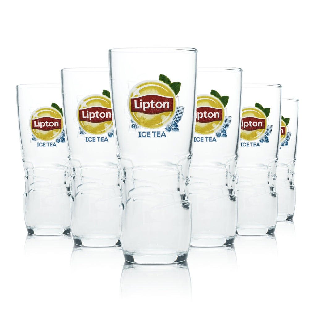 6x Lipton Iced Tea Glass 0.3l Cup Contour Long Drink Cocktail Glasses Gastro Bar