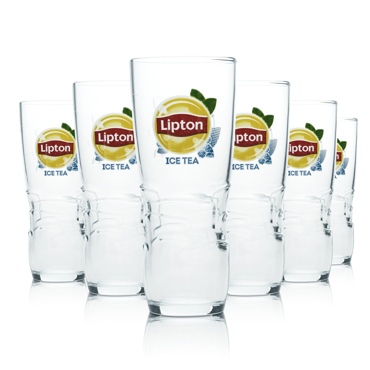 6x Lipton Iced Tea Glass 0.3l Cup Contour Long Drink Cocktail Glasses Gastro Bar