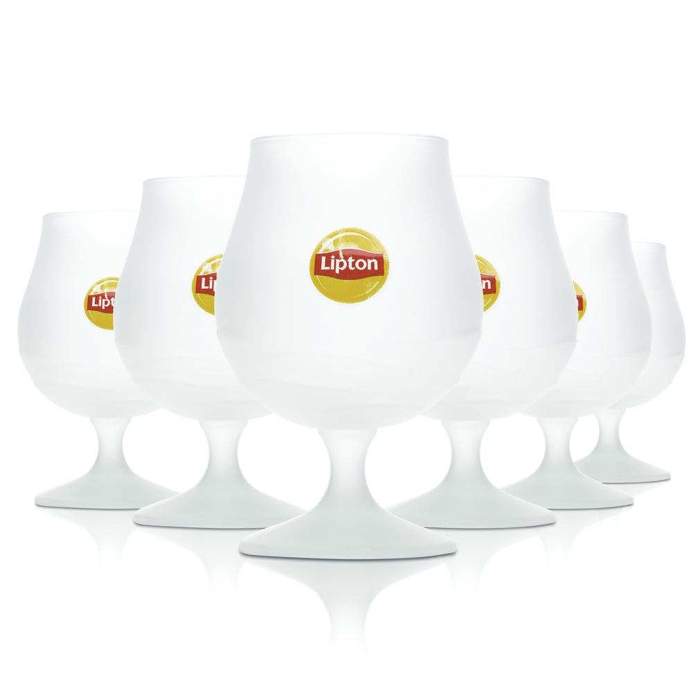 6x Lipton Iced Tea Glass 0.3l Tulip Goblet Frosted Long Drink Cocktail Glasses