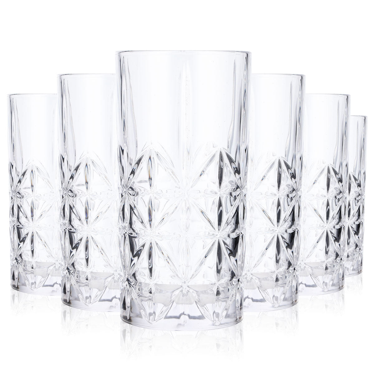 6x Long Drink Glass Relief Glasses 0.35l Contour Crystal Cocktail – View 5