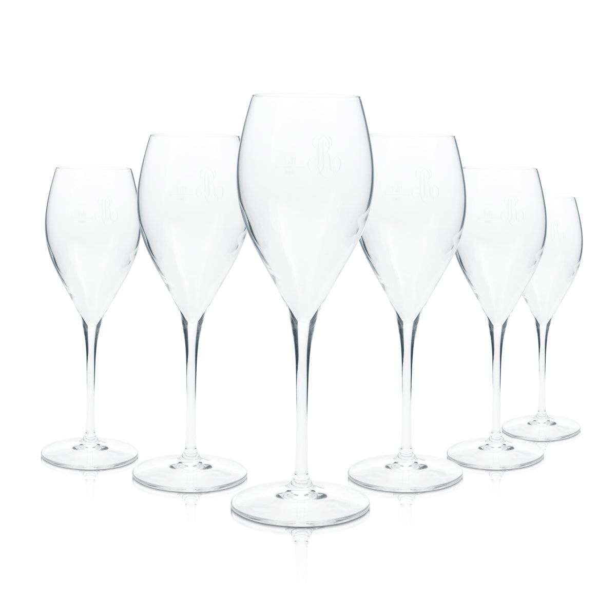 6x Louis Roederer Champagne Glass 0.1L Flute Goblet Aperitif Sparkling Wine Crystal Glasses