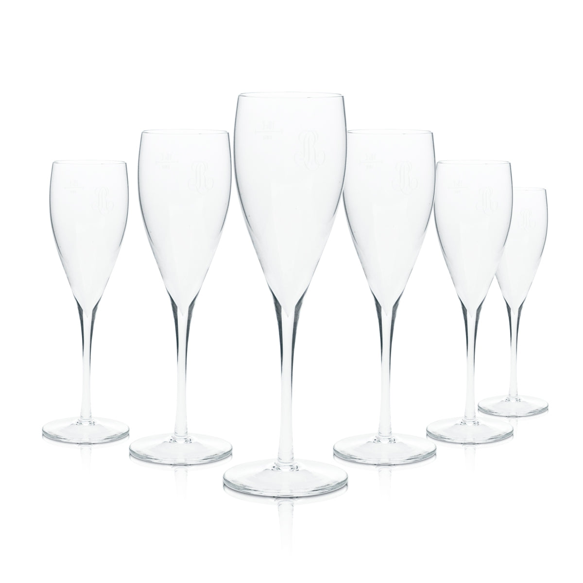 6x Louis Roederer Champagne Glass 0.1L Flute Goblet Aperitif Sparkling Wine Crystal Glasses