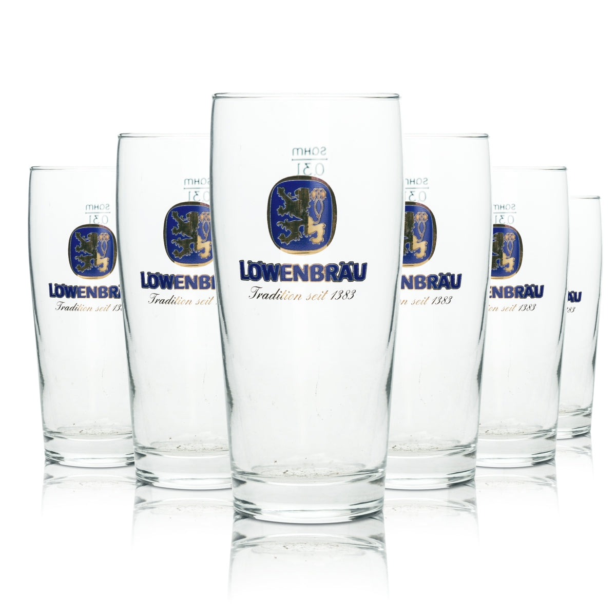 6x Löwenbräu beer glass 0.3l mug Sahm Willi glasses Pils Helles Export Brewery
