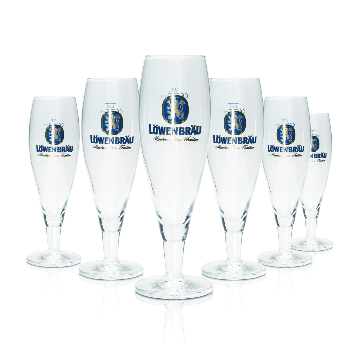 6x Löwenbräu beer glass 0.3l trophy Ritzenhoff tulip glasses Munich brewery beer – View 4