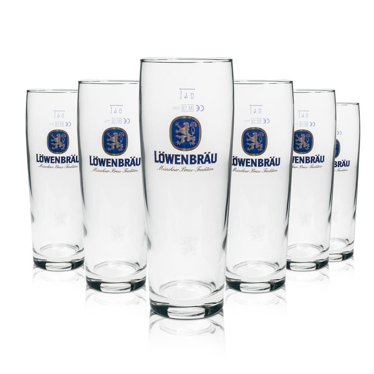 6x Löwenbräu beer glass 0.4l Willi Becher Rastal – View 2