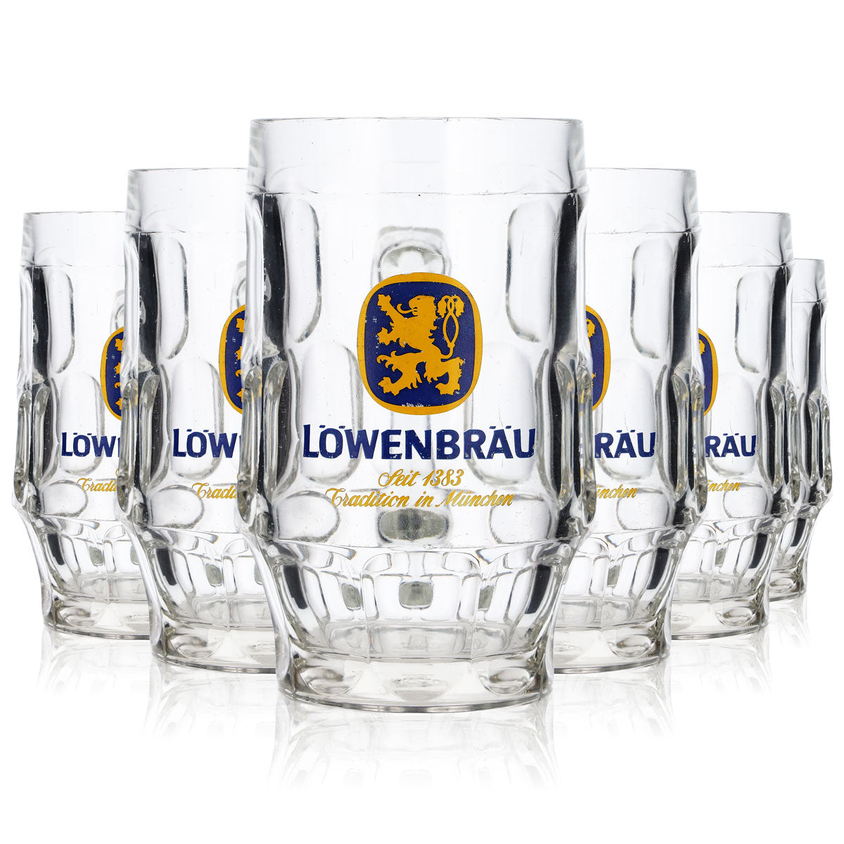 6x Löwenbräu beer glasses, 0.5 l mug, Strasbourg, yellow logo, B-WARE – View 7