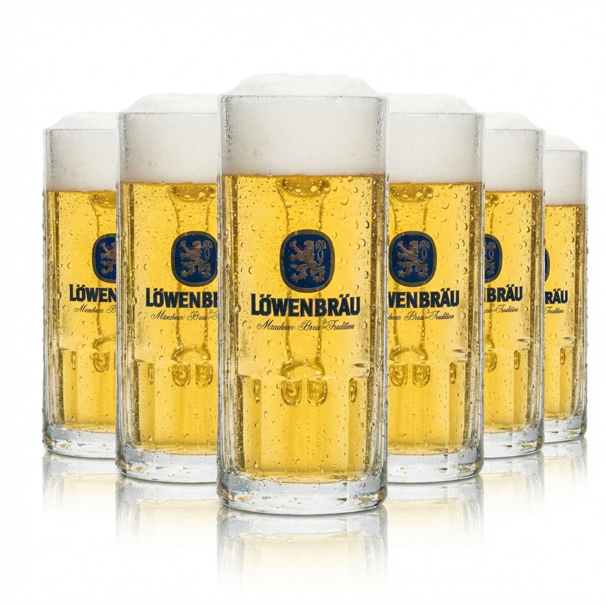 6x Löwenbräu beer glass mug 0.3 l