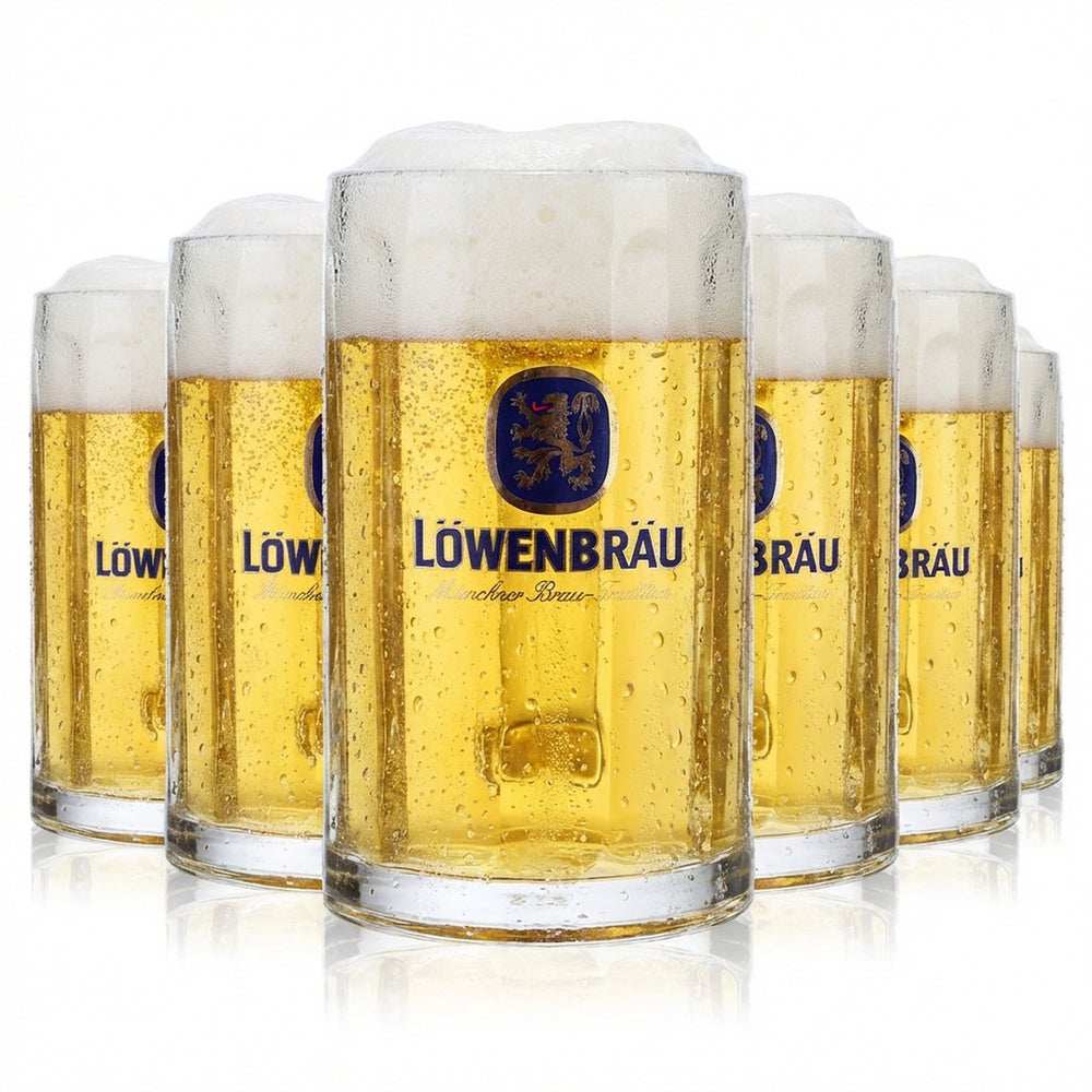 6x Löwenbräu beer glass 0.3l mug Seidel beer stein Rastal Glückauf B-WARE