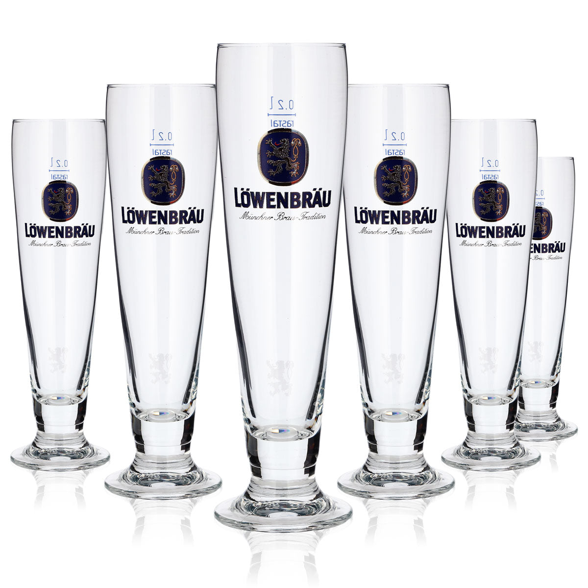 6x Löwenbräu Glass 0.2l Beer Tulip Light Trophy Glass Set Brewery Bavaria Gastro – View 5