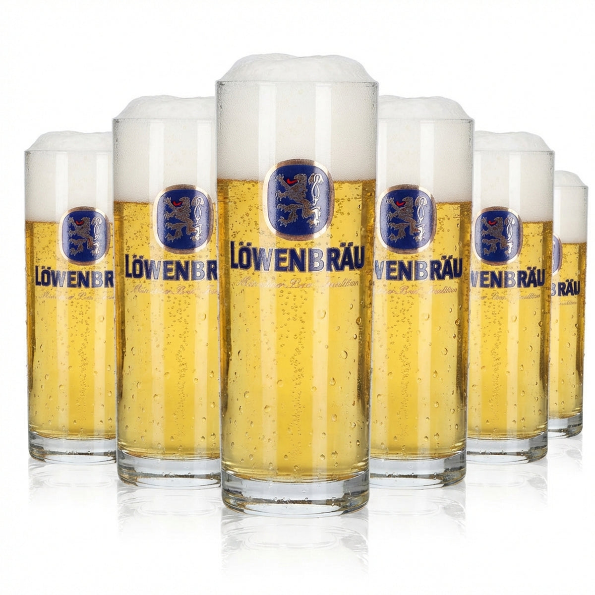 6x Löwenbräu glass 0.2l Willi mug Light beer glass set Bavarian brewery