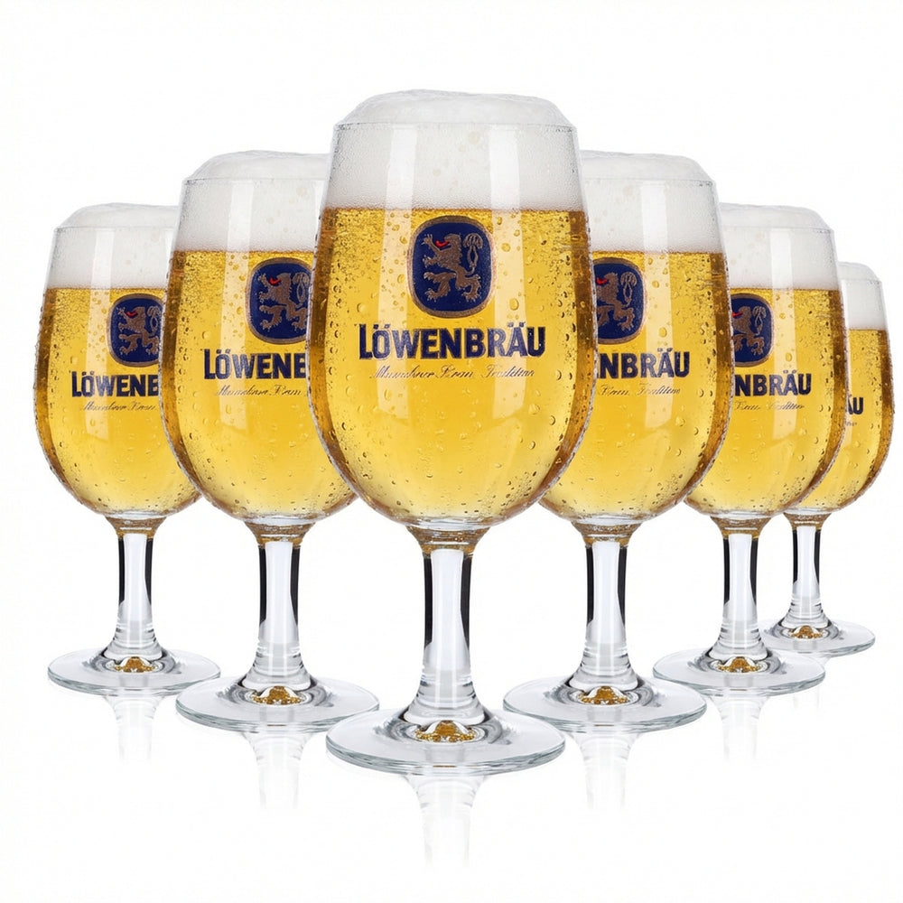 6x Löwenbräu Glass 0.4l Goblet Ball Glass Set Beer Tulip Brewery Bavaria Gastro