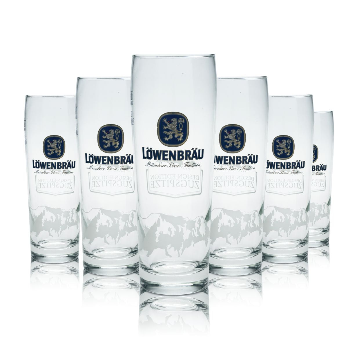 6x Löwenbräu collector's glass beer glass 0.5l Zugspitze design special edition for enthusiasts