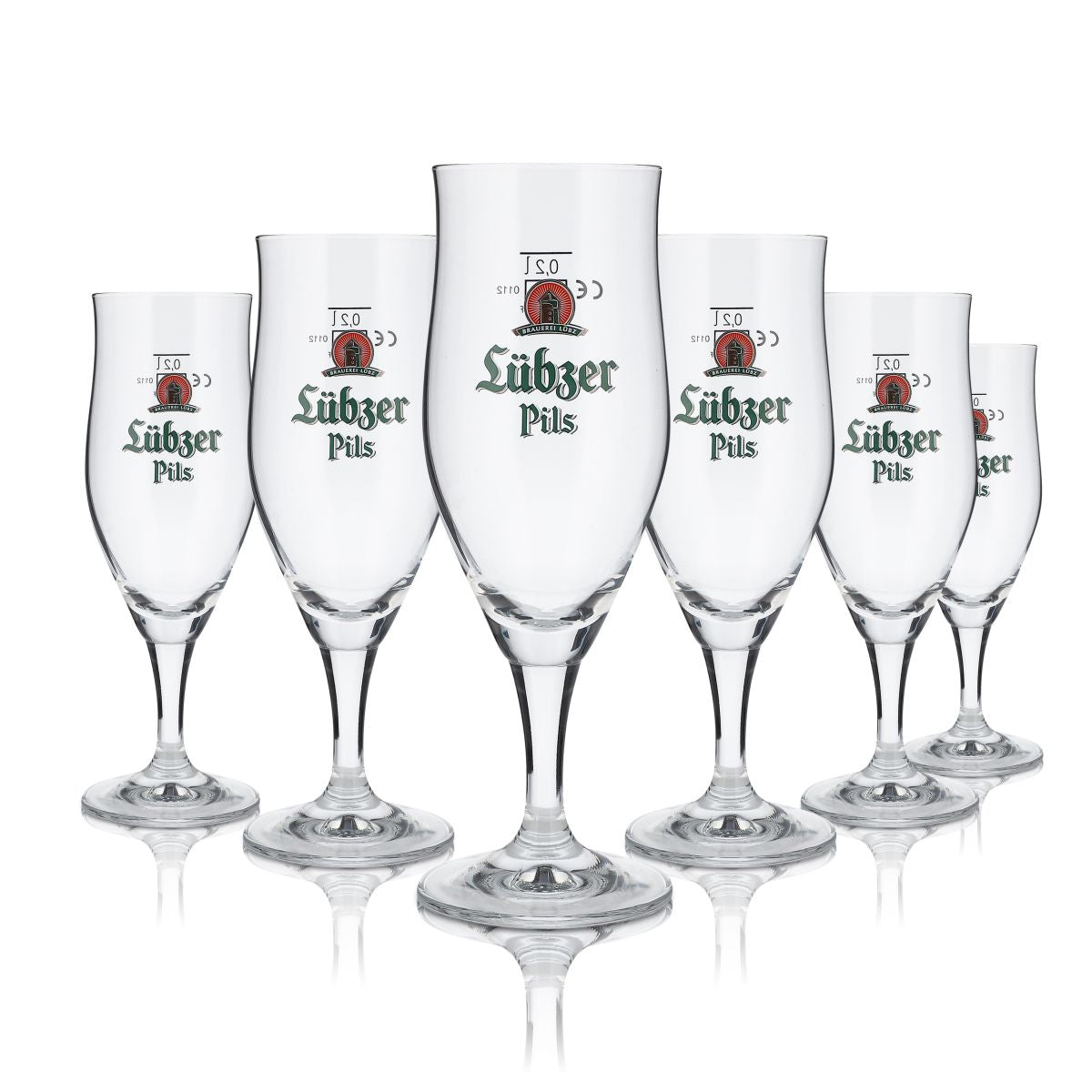 6x Lübzer Glass 0.2l Trophy Glass Beer Tulip Exclusive Beer Glass Set Brewery