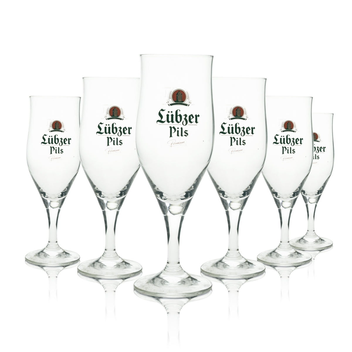 6x Lübzer Pils Beer Glass Trophy 0.3l Ritzenhoff Glasses Tulip Stemmed Glass Brewery