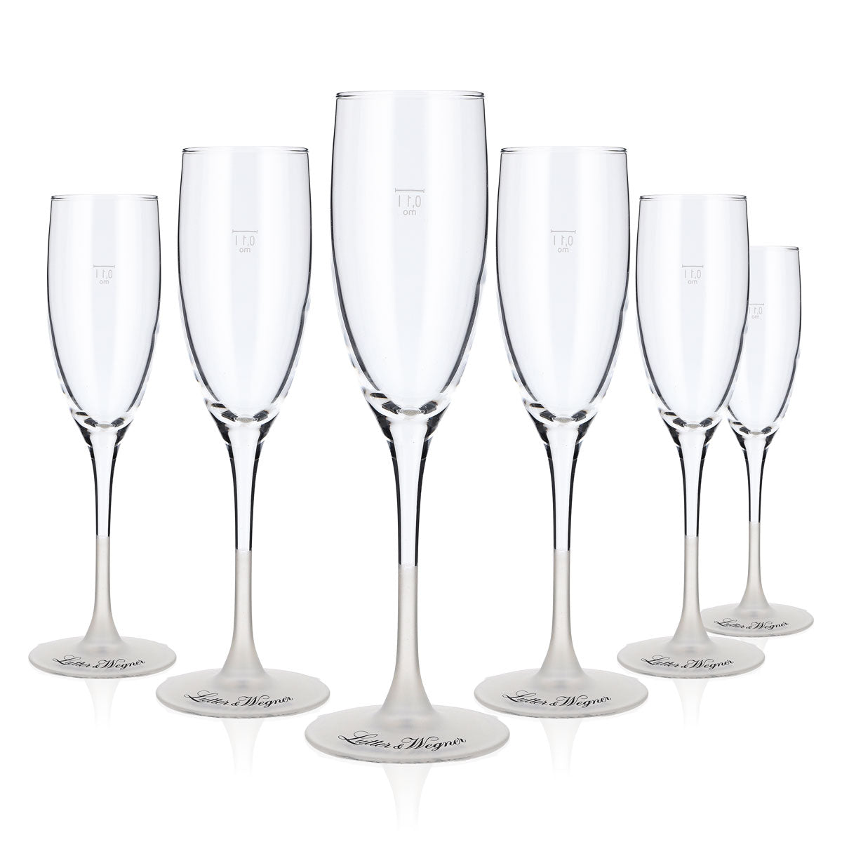 6x Lutter & Wegner Sparkling Wine Glasses 0.1l Sparkling Wine Glasses Flute Glasses Satin Finish Base – View 5