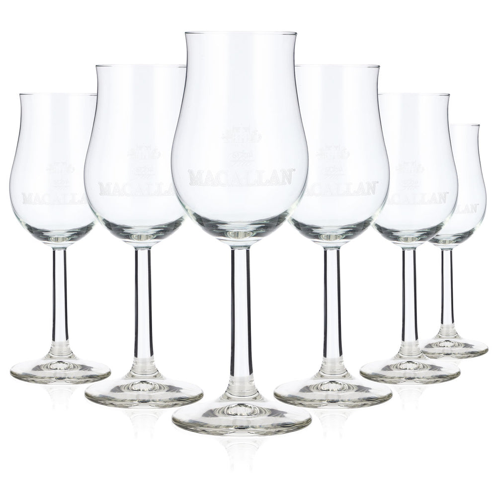 6 Macallan Whiskey Nosing Glasses, 2 cl/4 cl, Bugatti Goblet (Set of 6)