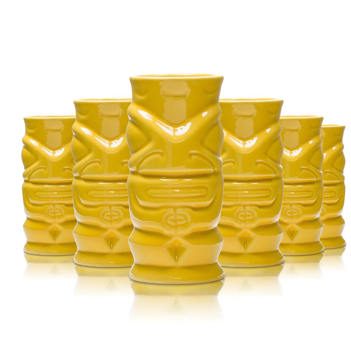 6x Mahiki Rum Glass Mug Yellow