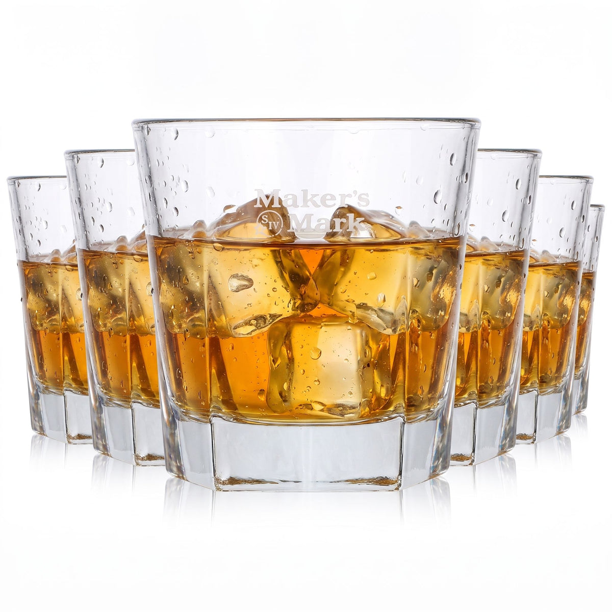 6 Maker's Mark Whiskey Glass Tumblers (Pentagonal)