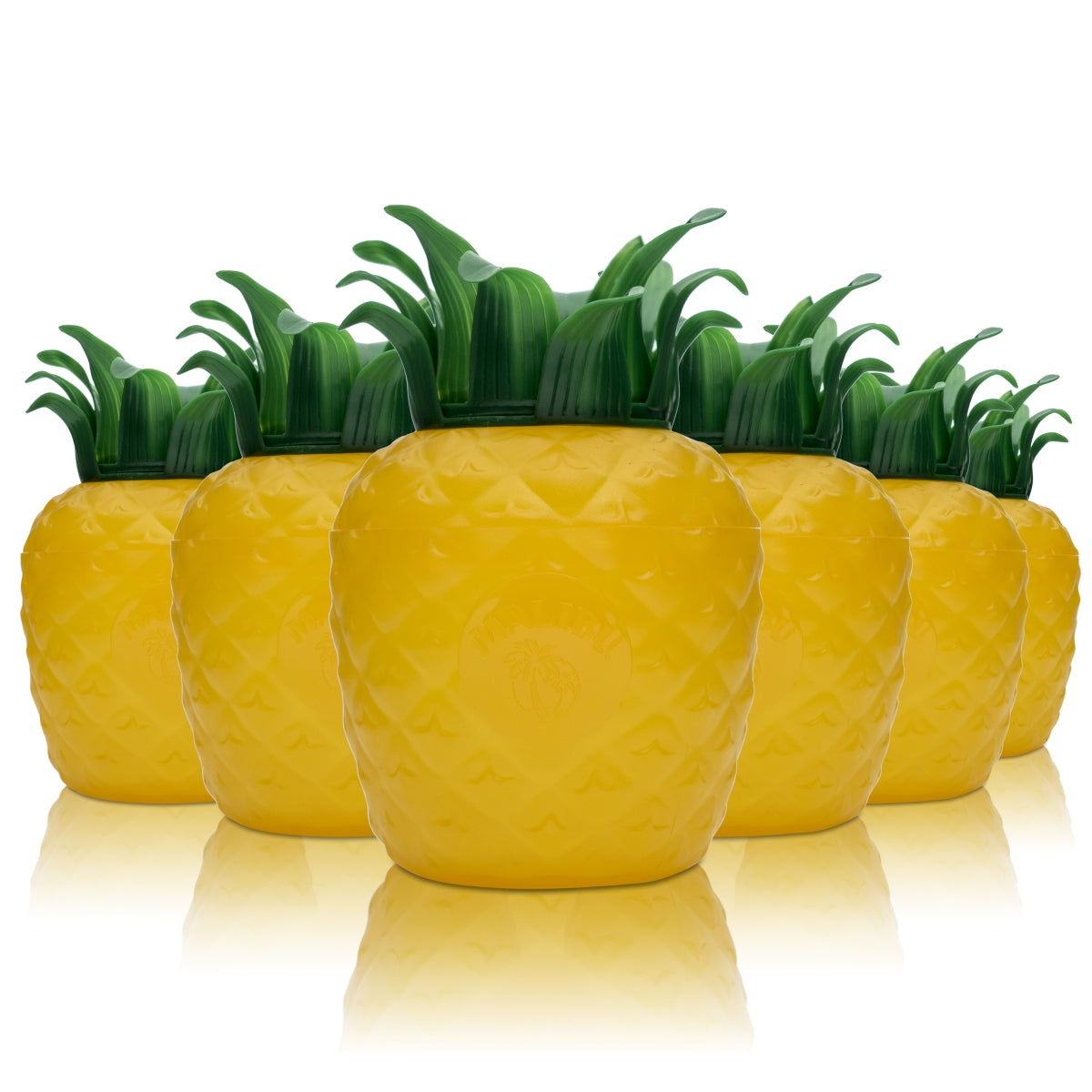 6x Malibu liqueur cups, 0.4 l, pineapple glass, long drink cocktail, pineapple glasses, bar