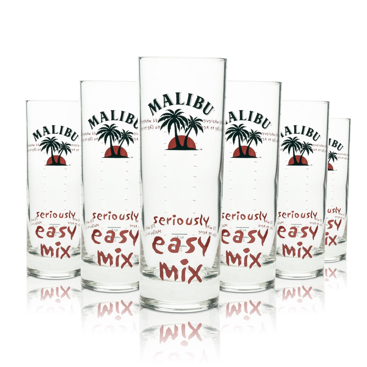 6x Malibu liqueur glass Long drink seriously easy mix
