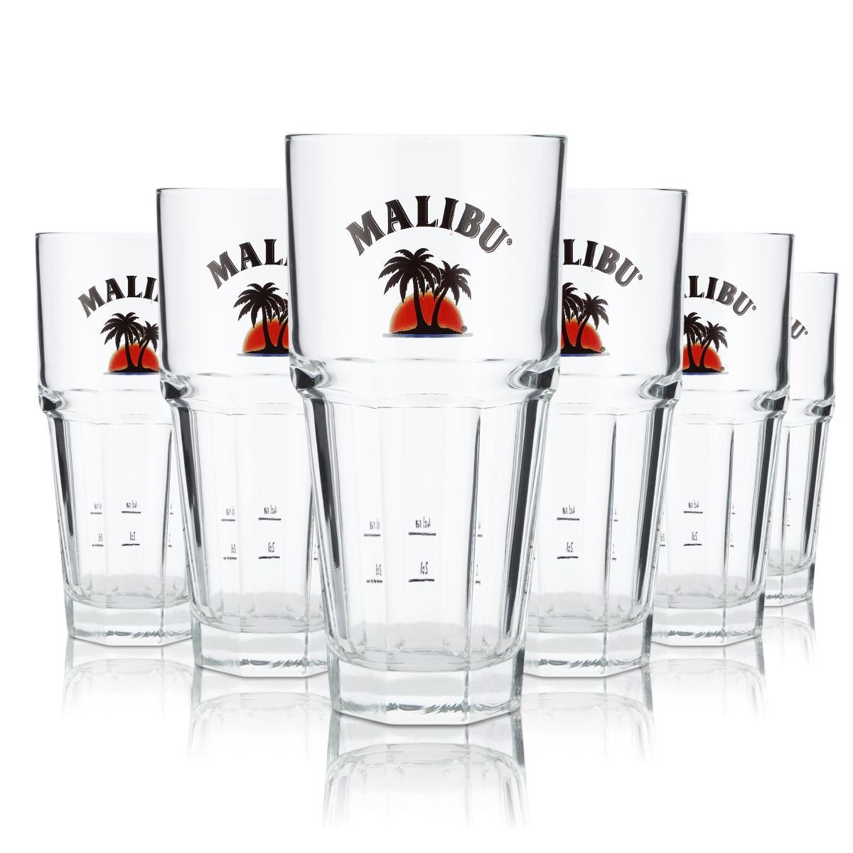 6x Malibu Rum Glasses Rum Glass Stackable Glass Long Drink Glass 37cl
