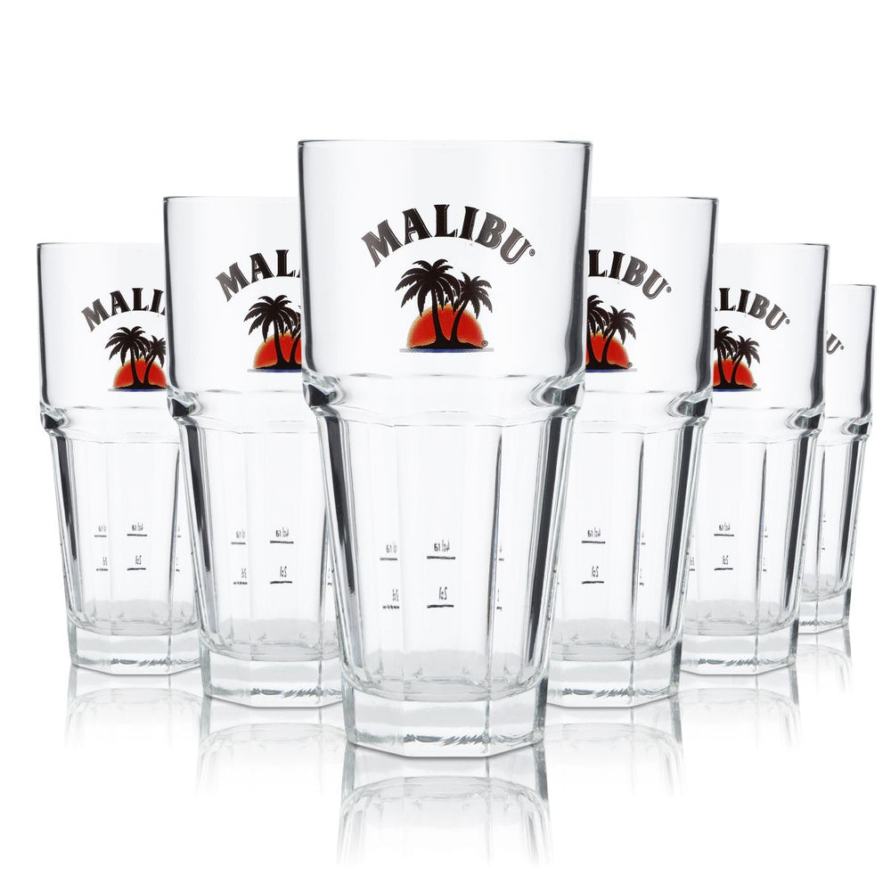 6x Malibu Rum Glasses Rum Glass Stackable Glass Long Drink Glass 37cl