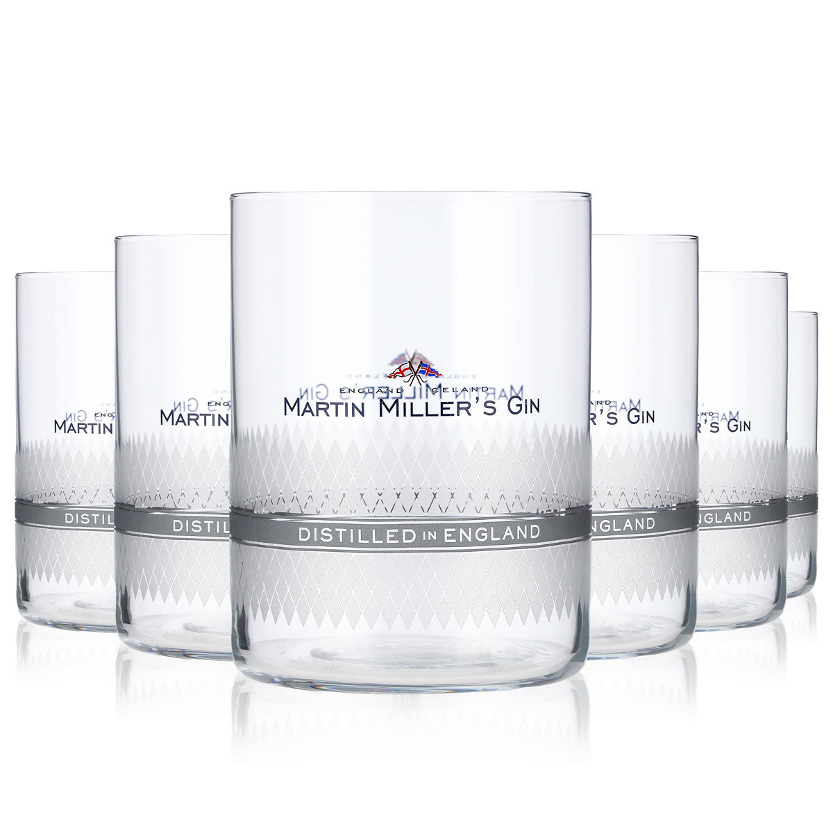 6x Martin Miller's Gin Glass 0.46l Tumbler Gin Glasses Satin Finish Pattern – View 6