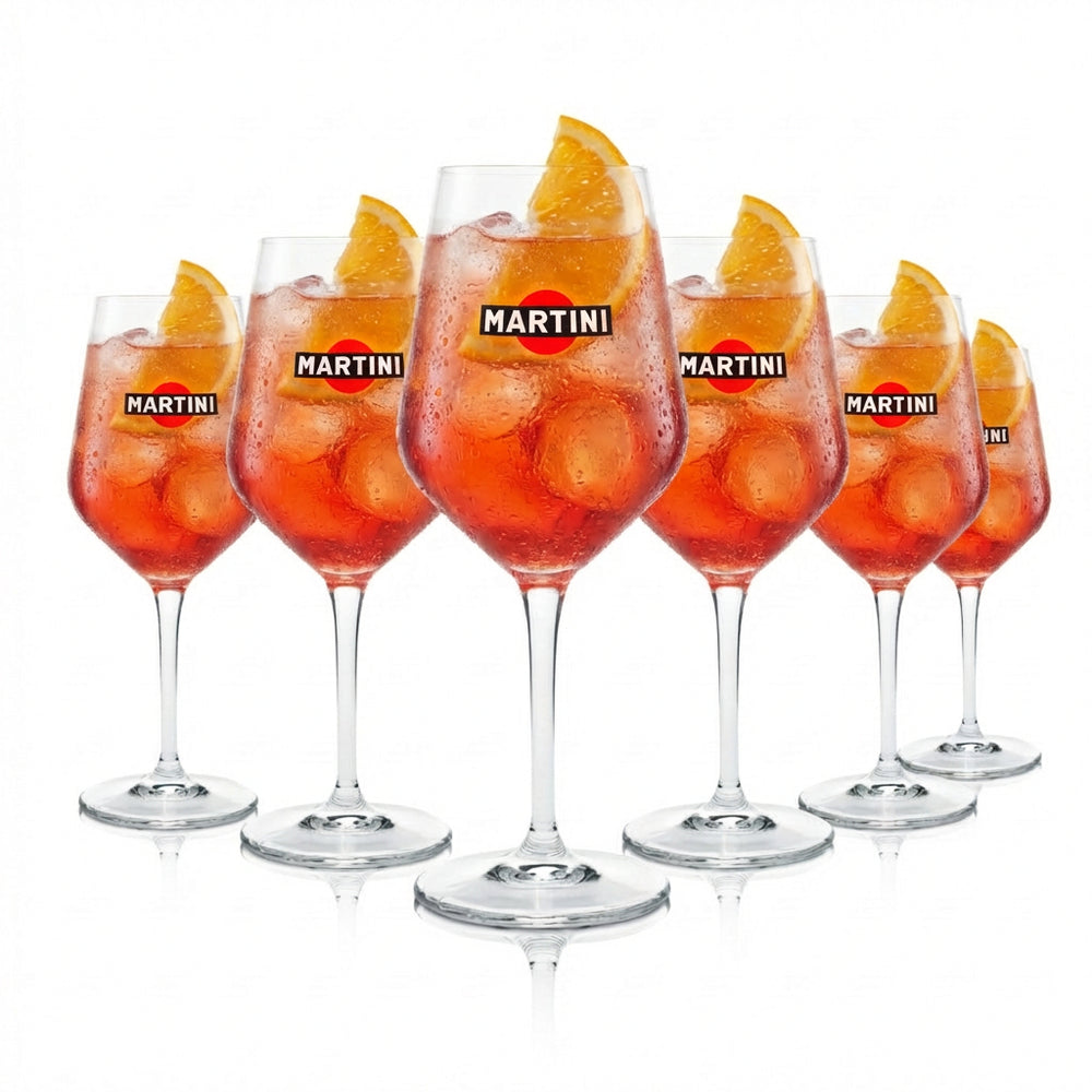 6x Martini Royale Glass 0.4l Wine Glasses On Ice Vermouth Cocktail Balloon Long Drink