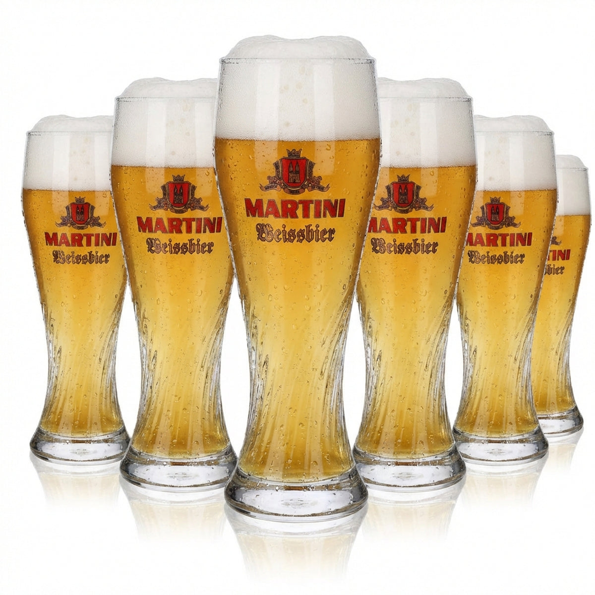 6x Martini Weissbier Glass 0.3l Beer Glass Glasses Relief Wheat Beer Glass