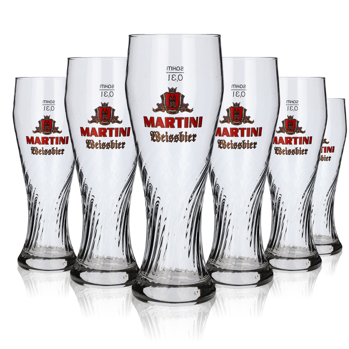 6x Martini Weissbier Glass 0.3l Beer Glass Glasses Relief Wheat Beer Glass – View 5