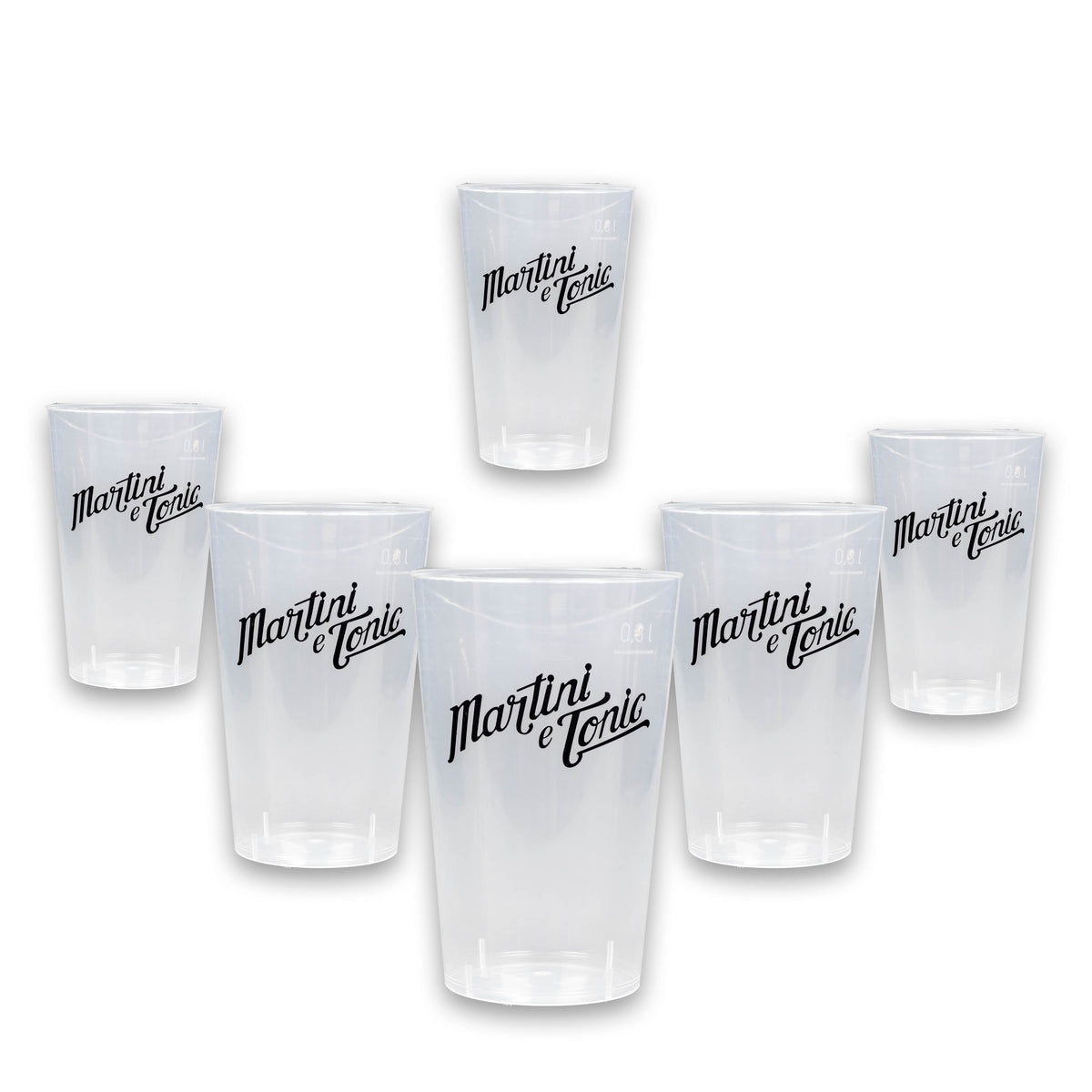 6x Martini Vermouth Glasses, Reusable, with Tonic