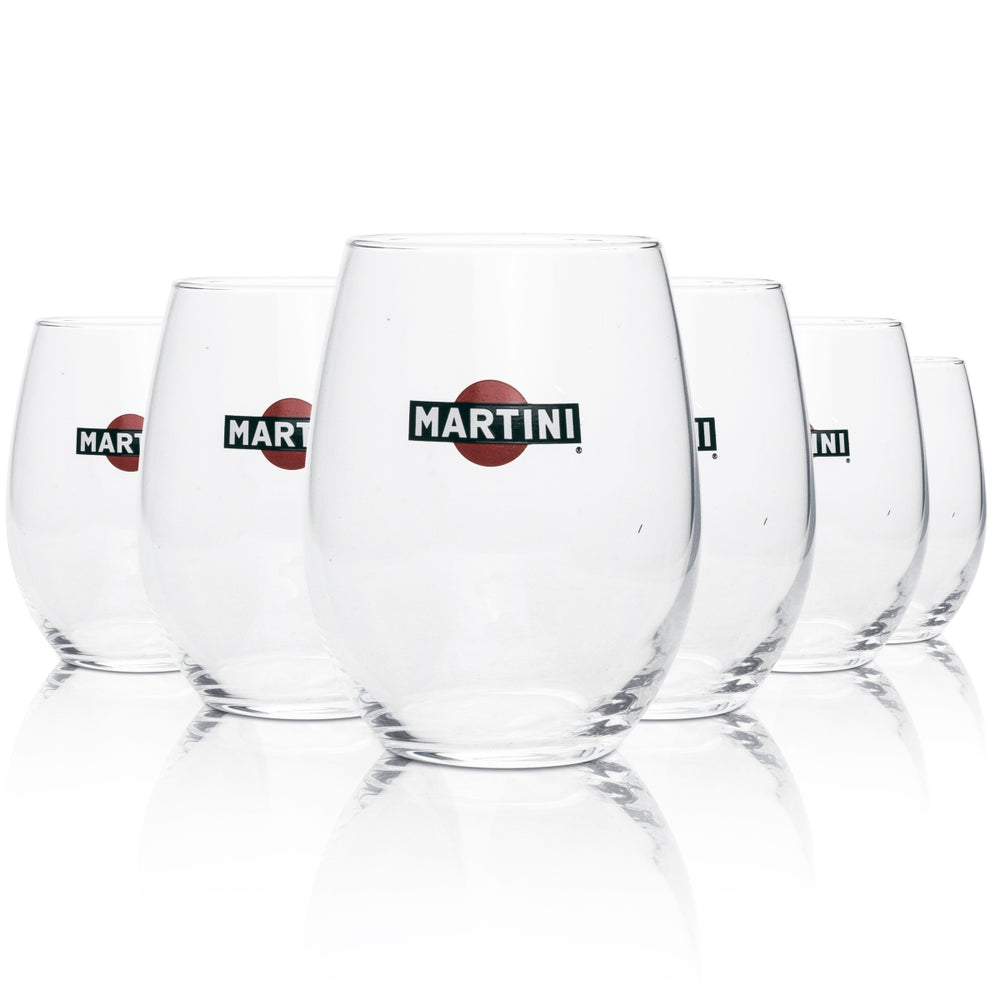 6x Martini Vermouth Glass Tumblers with Simple Logo
