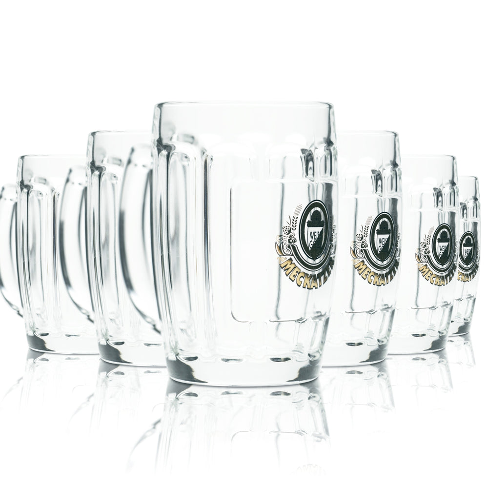 6x Meckatzer beer glass 0.3l mug tankard glasses Allgäu Löwen Brewery Bar