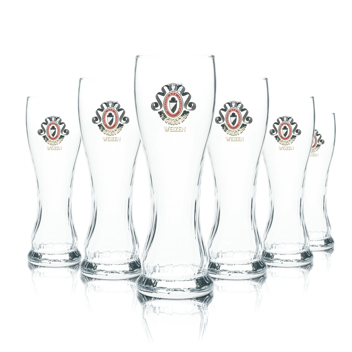 6x Meckatzer Beer Glass 0.3l Wheat Beer Yeast Glasses Löwen Brewery Allgäu