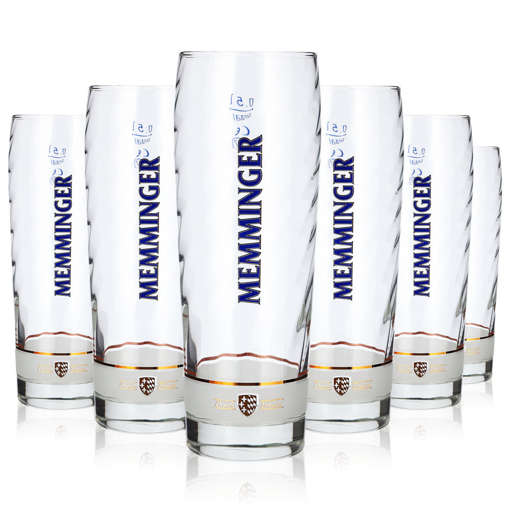 6 Memminger Beer Glasses, 0.5 L, Rastal Bistro Beer Glasses, Willibecher (Set of 6)