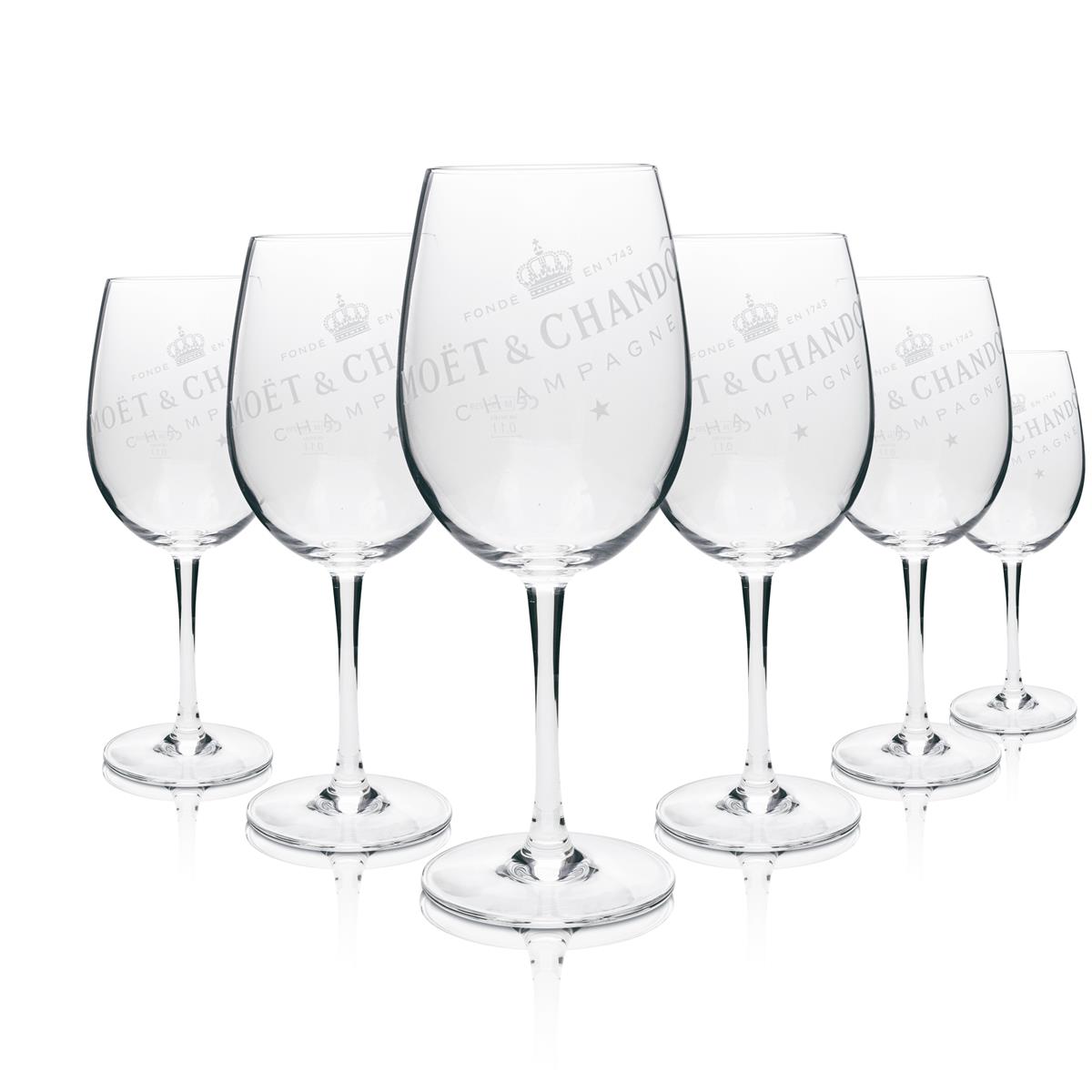 6x Moët & Chandon Champagne Glass Wine Glass with White Lettering