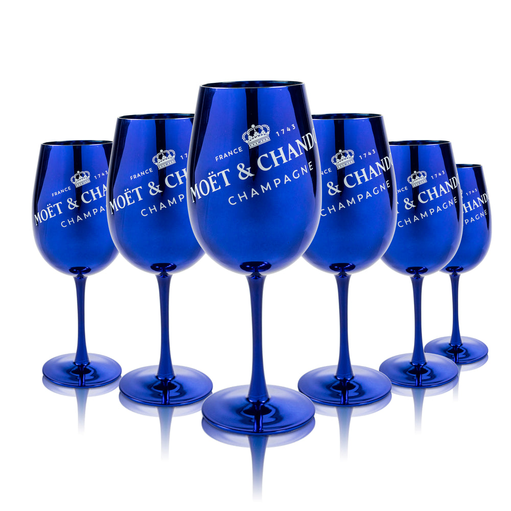 6x Moët & Chandon Champagne Glass 0.59l Chef & Sommelier Glasses High Gloss Blue Purple