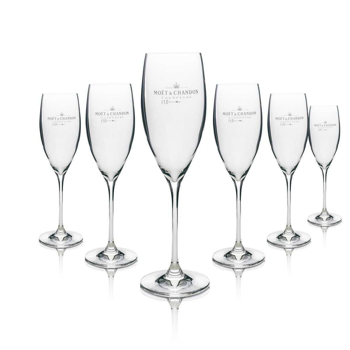 6x Moet Chandon Glass 0.1l Champagne Flute Imperial Flute Goblet Sparkling Wine Secco
